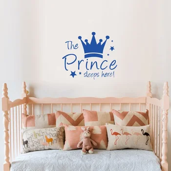 The Princess or Prince Sleeps Here The Crown Custom Girls Boys Room Wall Stickers DIY Wall Decoration Nursery Kids Baby Room 1