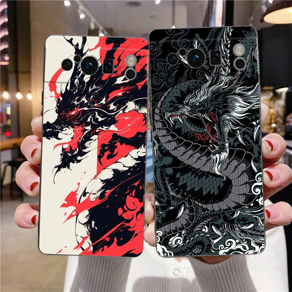 Chinesische Drachen Telefon Fall Abdeckung für Google Pixel 8 7 6 7A 6A Pro 5G stoßfest Silikon Weiche 9 Pro XL 8 Pro 5G Shell Coque Capas