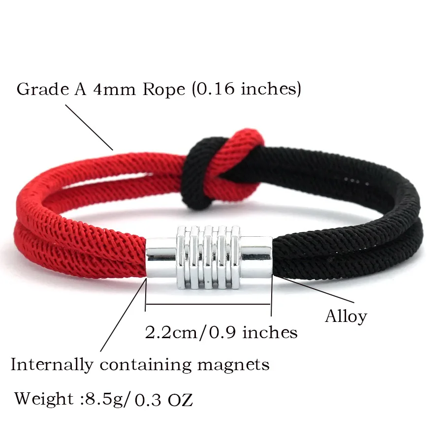 Colorful Rope Bracelet Unisex Magnetic Clasp Wristband
