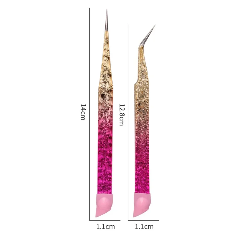 Double Ended Nail Art Tweezers with Silicone Pressing Head Nail Stickers Pick Up Clip Eyelashes Extension Tweezers Makeup Tools nail art tools nail manicure tools nail manicure accessories