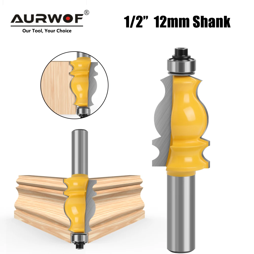 AURWOF 1 Stück 1/2" 12mm Schaft Handlauffräser, Holzfräser, 41,3mm Profilierfräser für Trimming MC03030