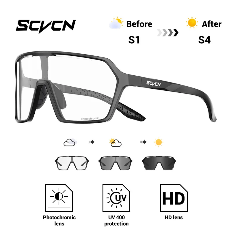 Unisex Photochromic Outdoor Sports Sunglasses - UV400 Protective Eyewear for Cycling, Running, and Hiking