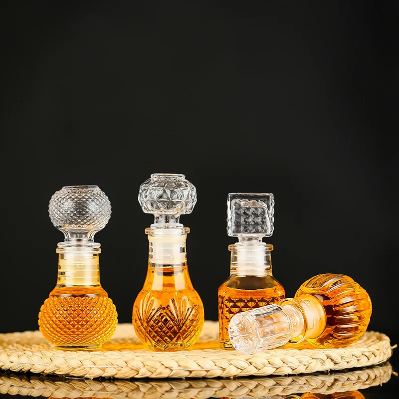 Carafe à Whisky Verre 400ml - Bouchon Caoutchouté - Décanteur Spiritueux - 8x8x20cm