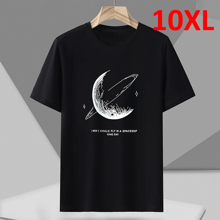

Plus Size 10XL T-shirt Men 2023 Summer Short Sleeve T Shirt Moon Print Fashion Casual Tops Tees Male Big Size Stretch Tshirt