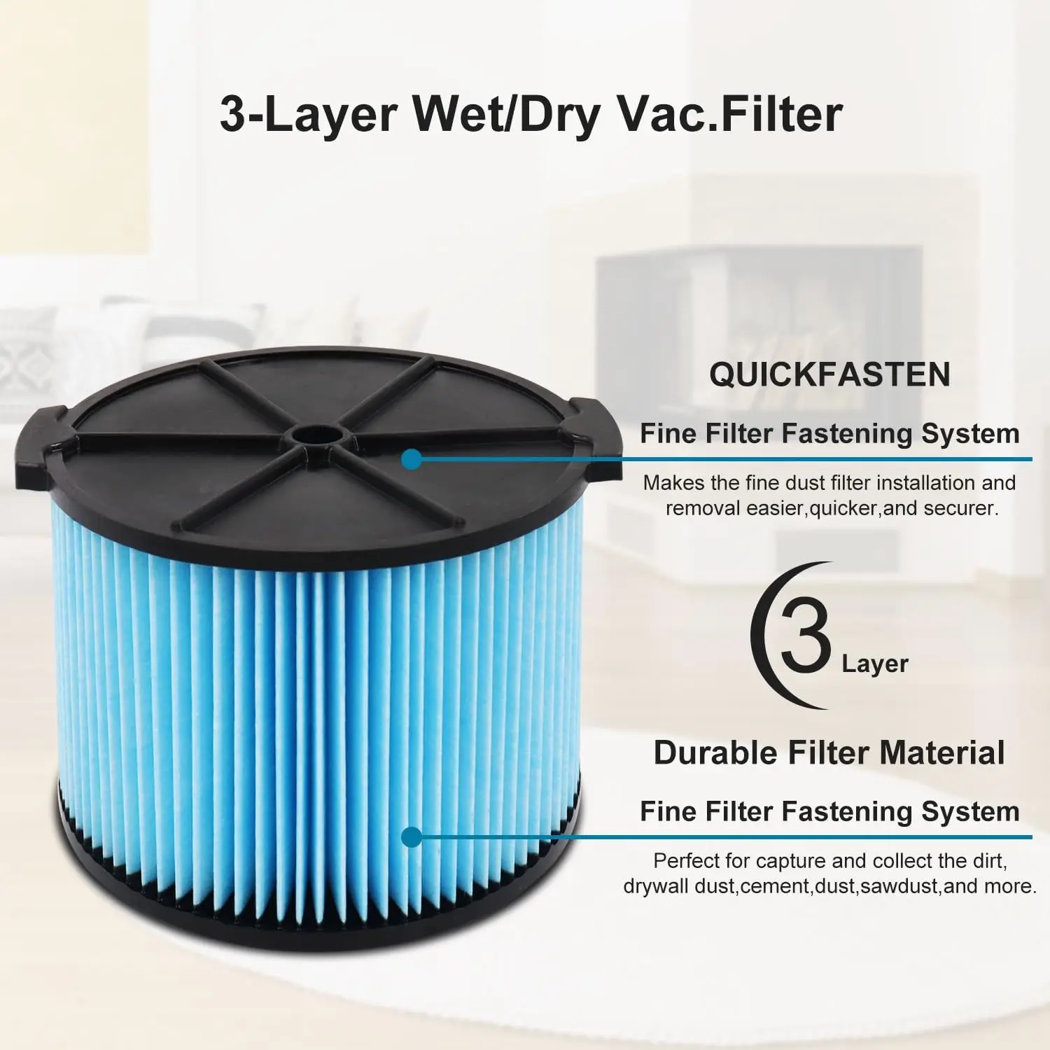 High-Efficiency Wet Dry Vacuum Replacement Filter