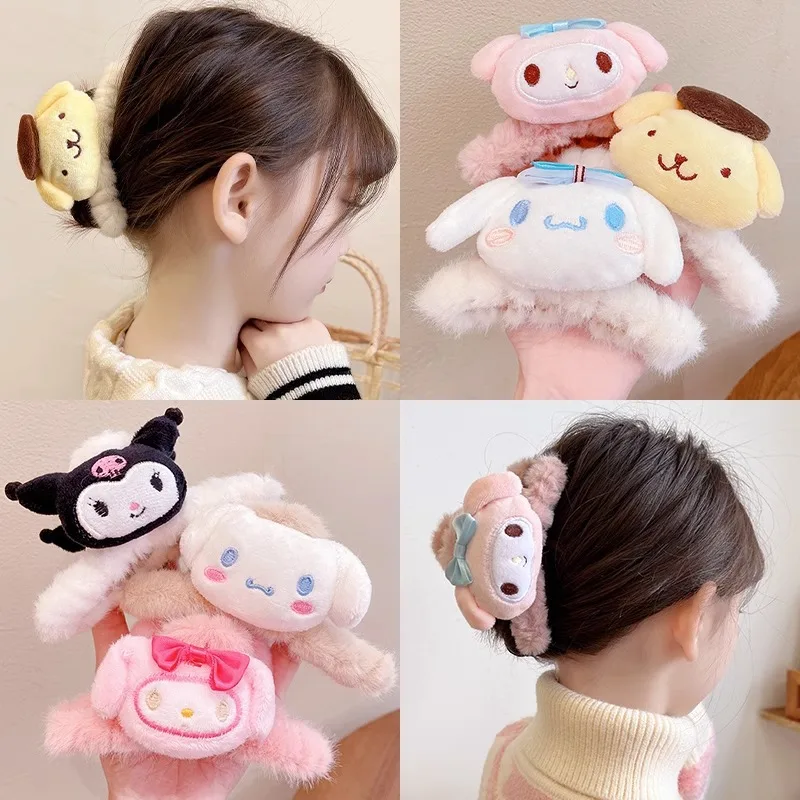 

Kawaii Children Shark Clip Kuromi My Melody Pochacco Cartoon Cute Plush Headdress Girl Hair Clip New Years Birthday Gift