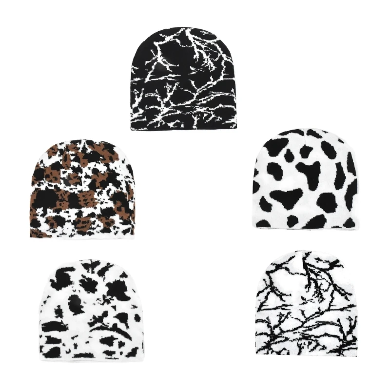 

Slouchy Beanies Winter Warm Skull Cap Knitted Beanie Y2k Black White Accessories Unisex Skull Cap Ski Cycling Outdoor