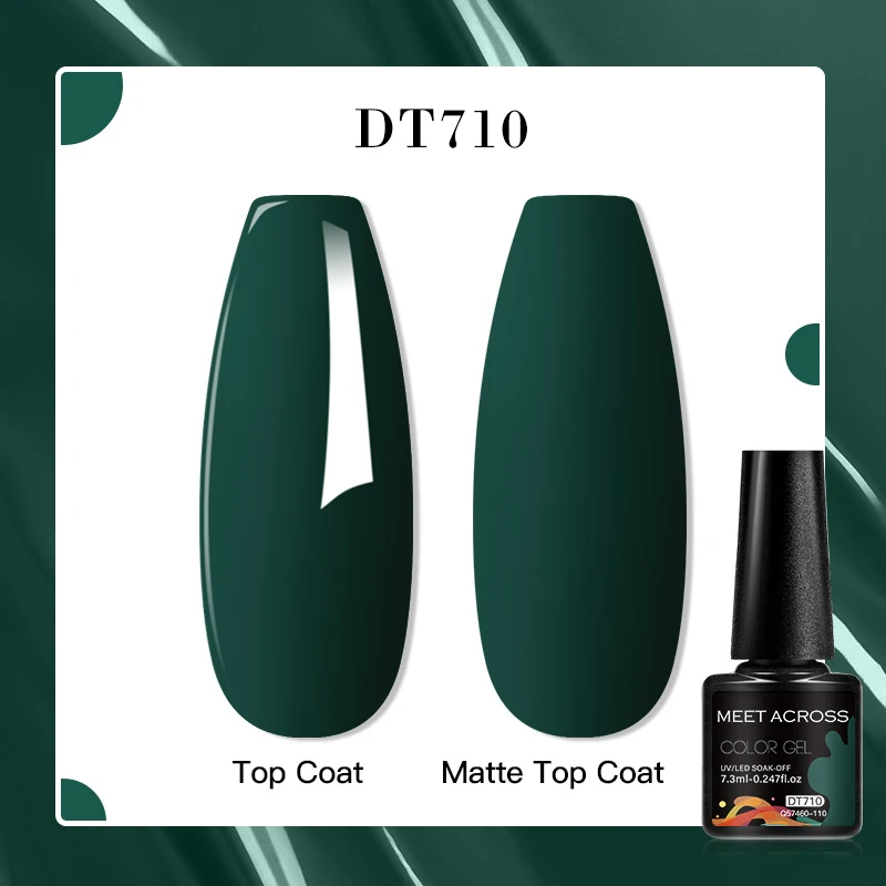 MEET ACROSS 7.3ml Gel Nail Polish Vernis Summer Simple Green Series UV Gel Nail Varnish Semi Permanent Nail Art Manicure 5