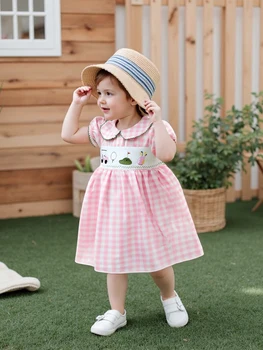 Baby Girl Sleeveless Floral Print Ruffle Hem Dress with Bow Detail and Matching Bloomers Set 5