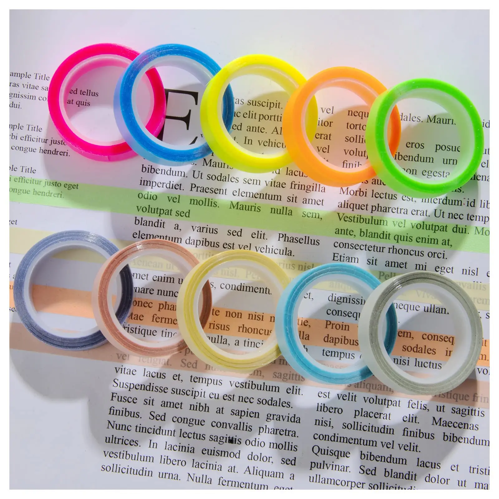 5 Rolls/10 Rolls Morandi Highlighter Reading Sticky Tape Fluorescent Highlighter Index Tape File Folder Index Notes