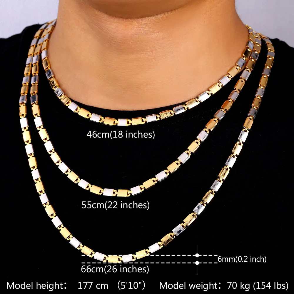 Collare Two Tone Box Link Chain Men 