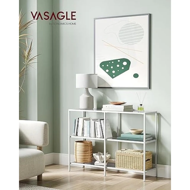 VASAGLE 39.4 Inches Console Table, Tempered Glass Sofa Table, Modern  Entryway Table, Metal Frame, Easy to Assemble, Adjustable Feet, for Living  Room