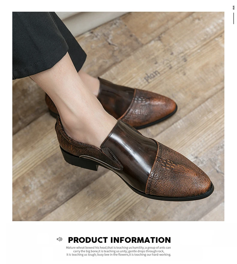 Luxus Krokodil Muster Männer Business Loafer Große Größe Mode Leder Komfortable Designer Hochzeit Sozialen Formale Plattform Schuhe – Detail 9