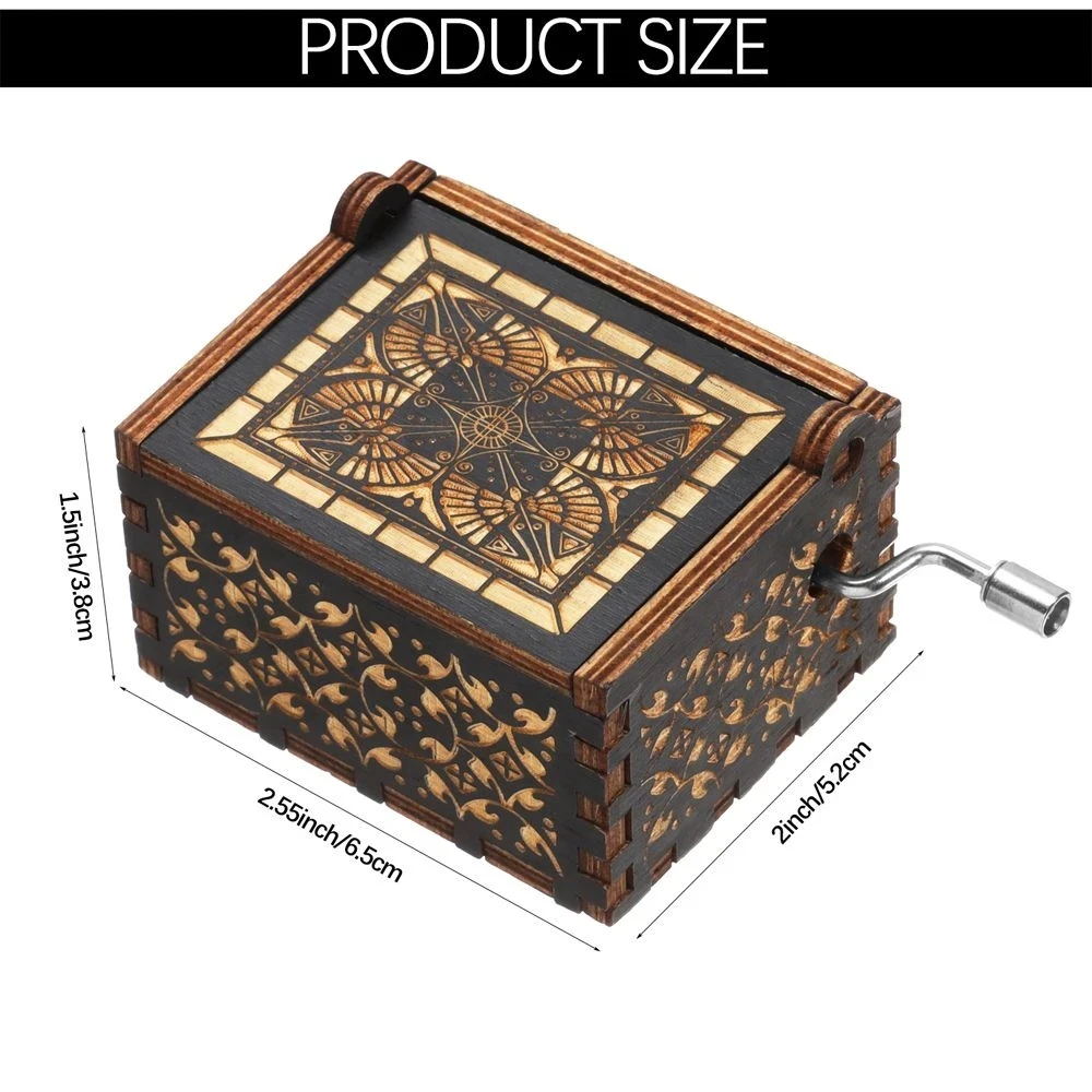 Black Wooden Music Box Hand Cranked Movement You are My Sunshine Gifts for Children Birthday Present  Home Office Decoration 6