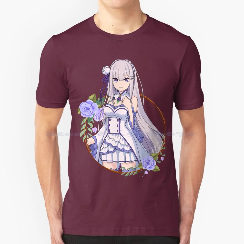 Re Maglietta Zero-L'Emilia 100% Cotone Tee Re Zero Anime Fandom Japanese Re Zero L'Emilia Re Zero Rem Shonen Jump Re Zero Da