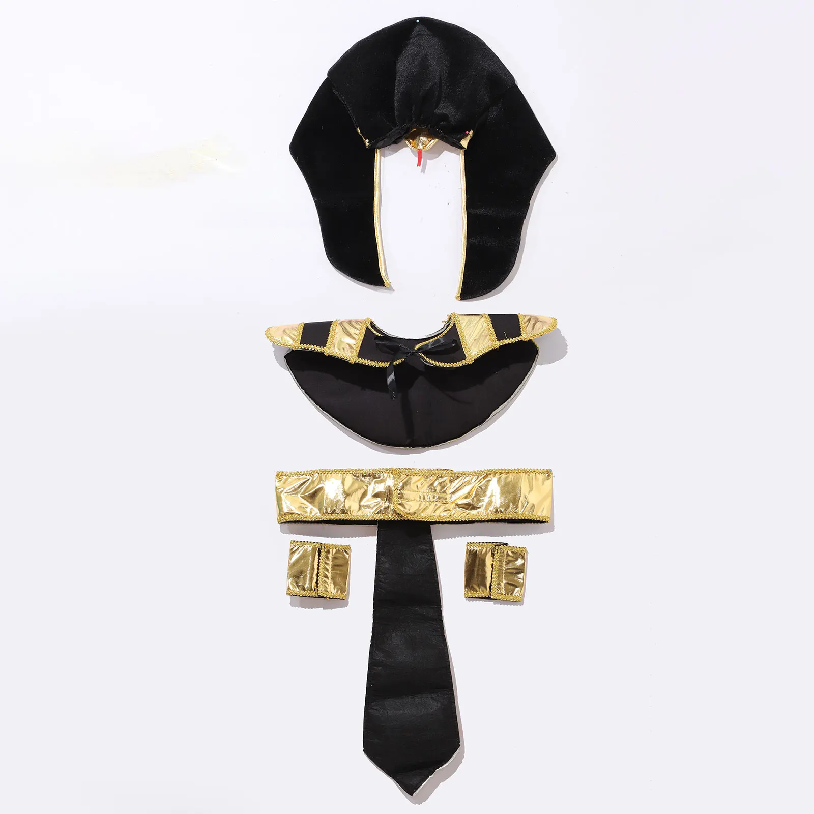 Adult Halloween Egyptian Pharaoh Cosplay Costumes Cleopatra Ancient Roman Queen Dress up Accessory Luxury Gold Trims Party Props