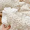 Cotton Muslin Toddler Quilt Cover Set Floral Duvet Cover and Pillowcase Set for Childrens 4