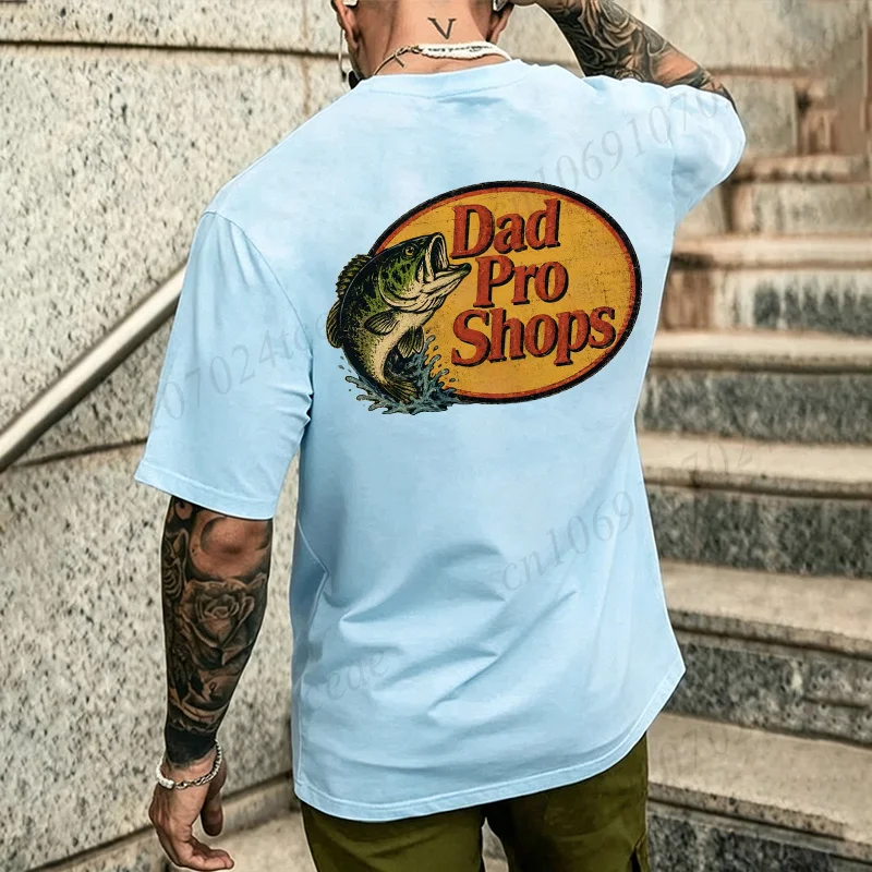 Vintage Fisherman Dad Humorous T-Shirts - Outdoor Crewneck Short Sleeve Oversized Tops