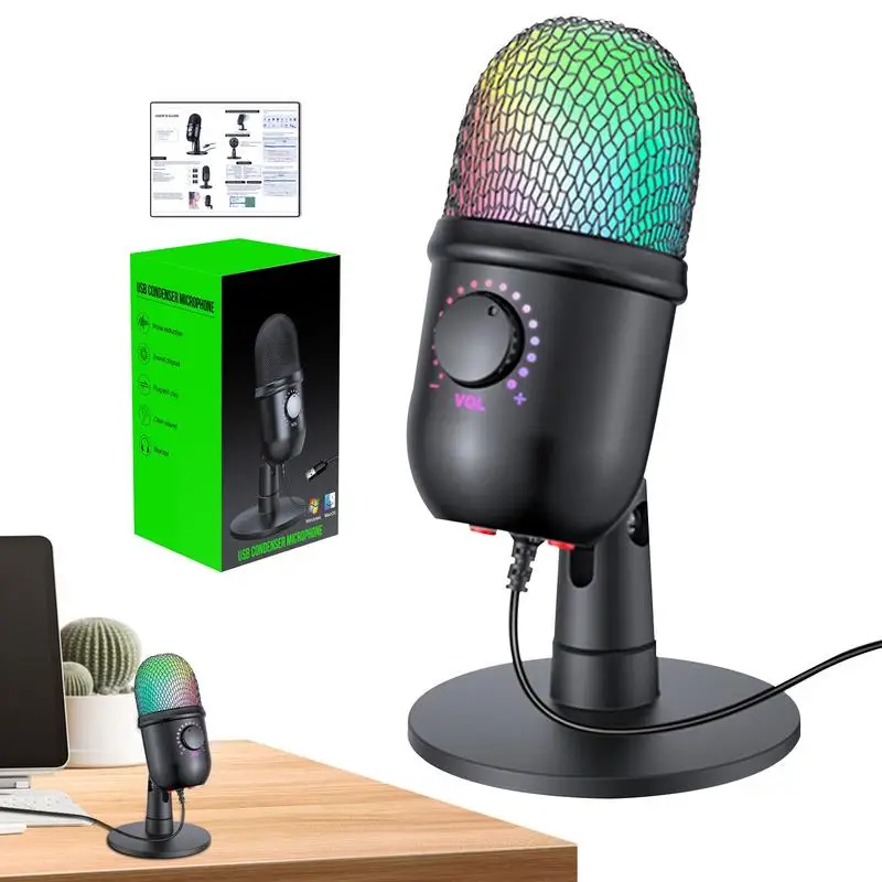 

Professional Wired Condenser Conference Microphone Desktop High Voice Quality Mic Computer Gaming USB Microphone