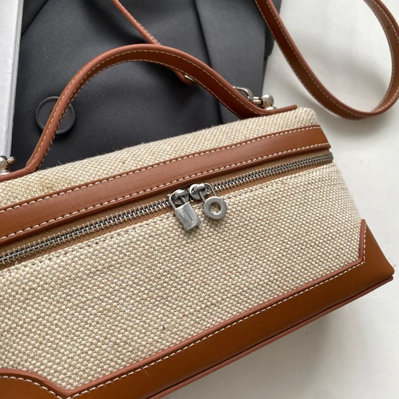 retro canvas handbag for women,women’s summer crossbody bag,contrast color casual handbag,small square canvas shoulder bag,casual women’s sling bag,retro fashion canvas purse,lightweight canvas handbag