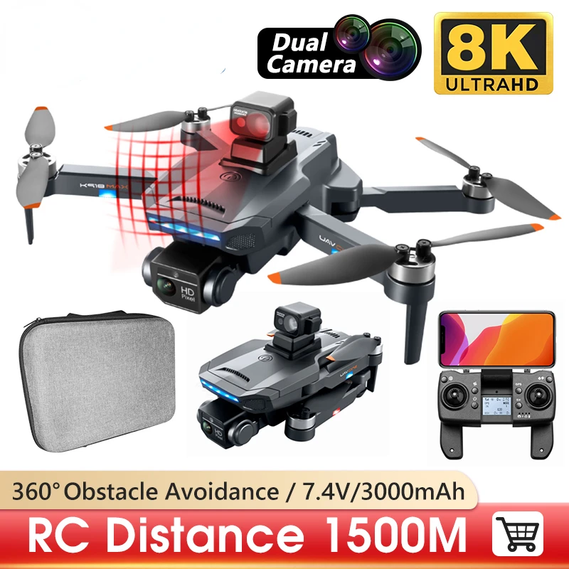 K918Max Gps Drone 4K 8K Professional Hd Dual Camera Brushless 360 Evitamento Ostacoli Pieghevole Fpv Quadcopter Rc Elicottero Giocattoli