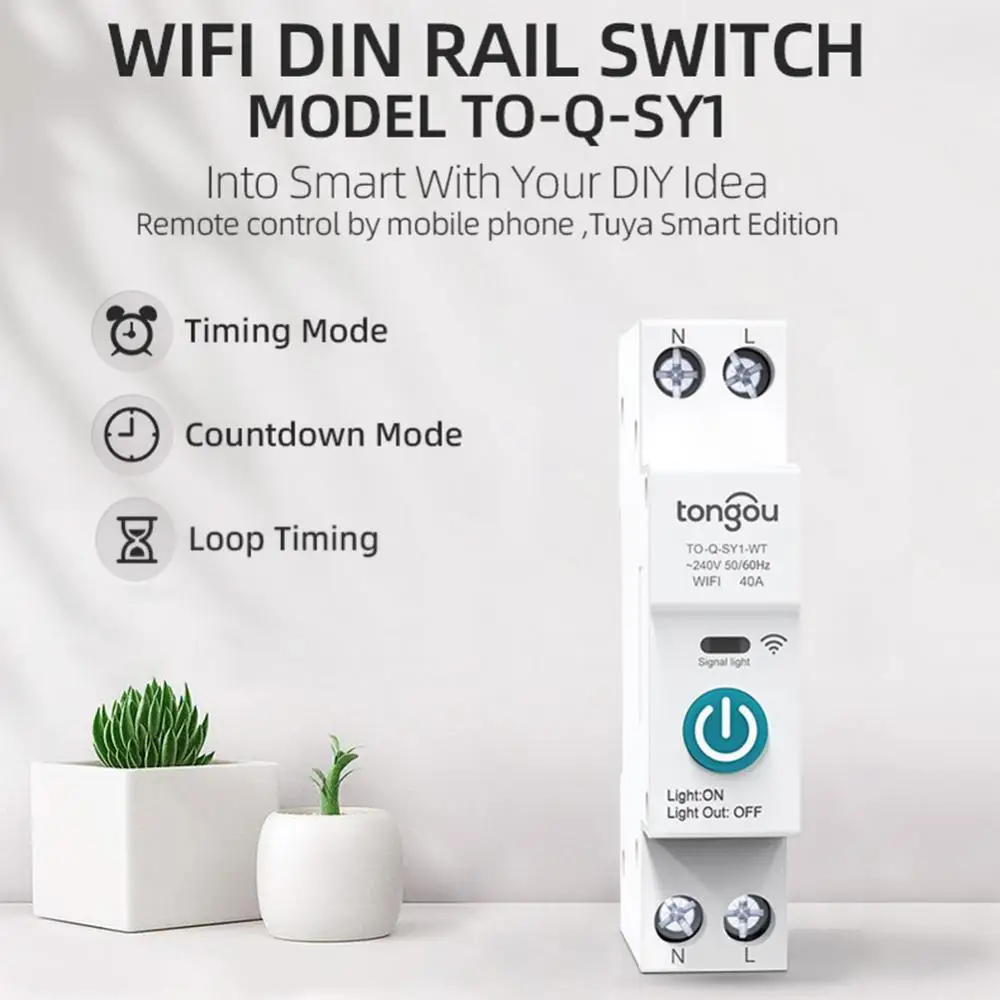 Disjoncteur Intelligent Tuya WIFI 63A 220V - Contrôle à Distance, Minuterie, Pour Maison Connectée