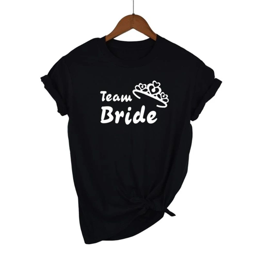 

Female Summer Polyester Tops Squad Pretty Tees Team Bride Crown Couple T-shirt Wedding Party Funny Tshirt