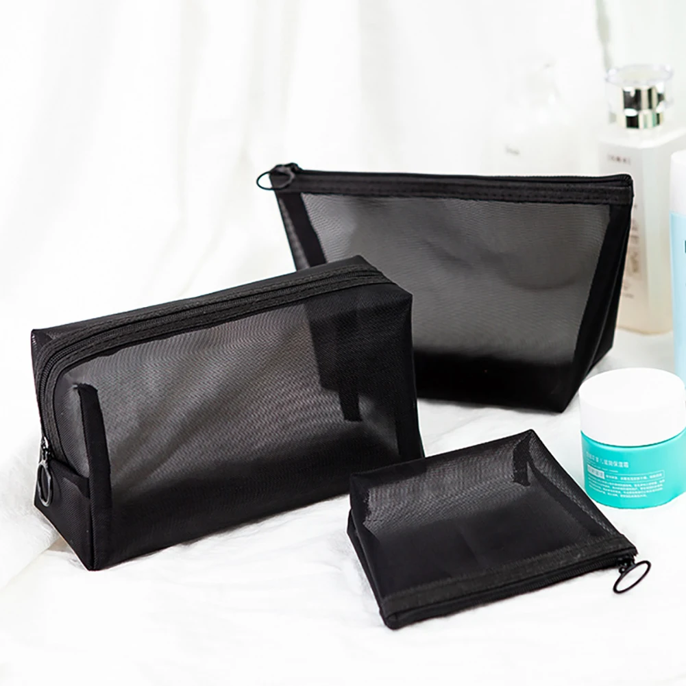 1PC Black Women Men Necessary Cosmetic Bag Transparent Travel Organizer