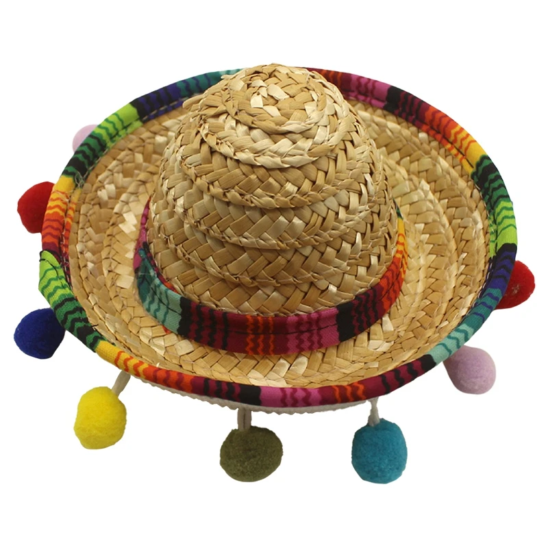 Mexican Small Hat with Elastic Strap for Kids Mini Sombrero Headdress Performance Props Carnival Halloween Party Funny Hats