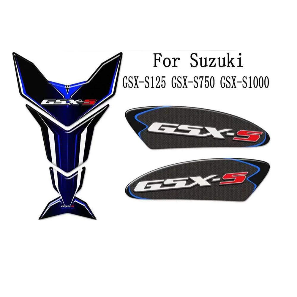 For Suzuki GSX-S125 GSX-S750 GSX-S1000 Tank Pad Protector Stickers Decal Fender GSXS GSX - S 750 1000 Logo maisto 1 12 suzuki gsx r1000 fuel tank alloy motorcycle genuine classic brand die casting model collectible gift toy