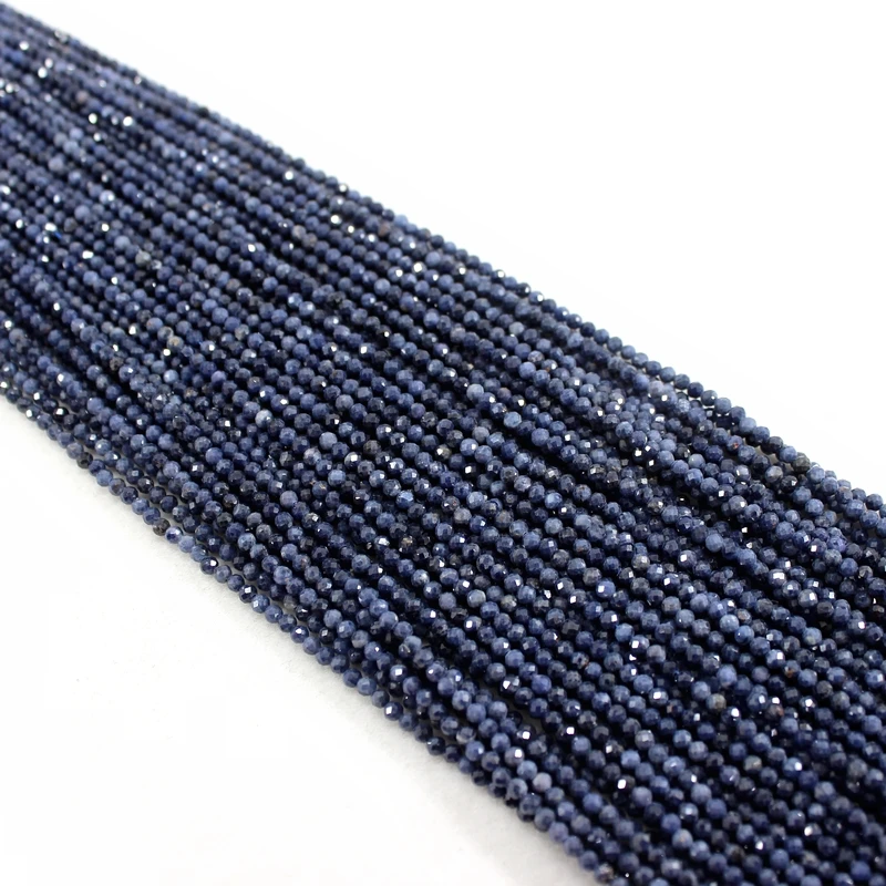 Natural Faceted AA Blue Sapphire Small Tiny Seed 2/3/4/5/6MM High Quality Loose Round Beads For Jewelry Making Bracelet Necklace 3