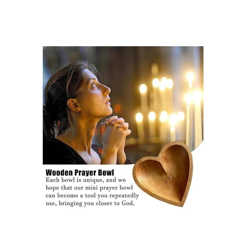 Heart Shaped Wooden Prayer Bowl for Valentine's Day, Mother's Day, Heart Shaped Wooden Prayer Cup -, Centerpiece of Dining Table 6