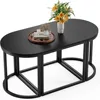 3pcs Set, Modern Living Room with 2 End Tables, Small with Metal Frame for Home Apartment, Black, Café Tables 2
