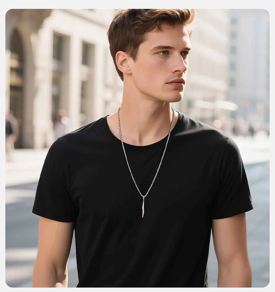 Vnox Halskette mit gehämmertem Stab-Anhänger für Männer und Frauen, Schwarz, Silber, Goldfarbe, Edelstahl, Box-Kette, minimalistischer Schmuck, Geschenke – Detail 2