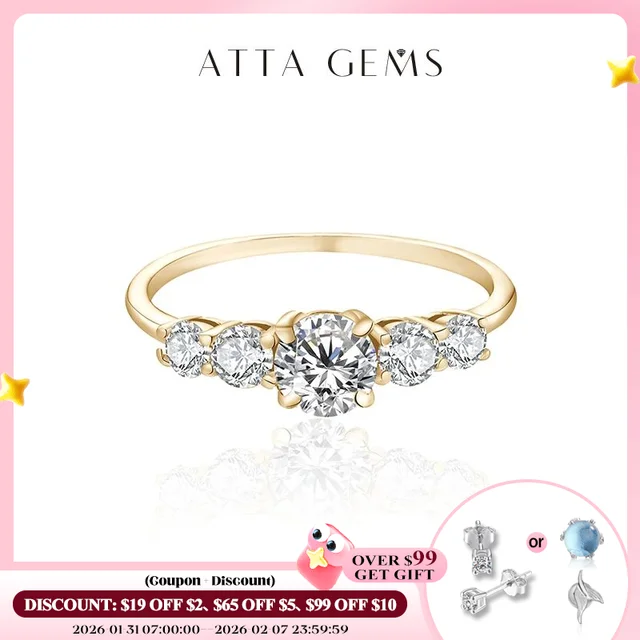 Round Cut D Color VVS1 Moissanite 10K 14K Yellow Gold Plated Engagement Wedding Band Moissanite Lab Grown Diamond Ring for Women 1