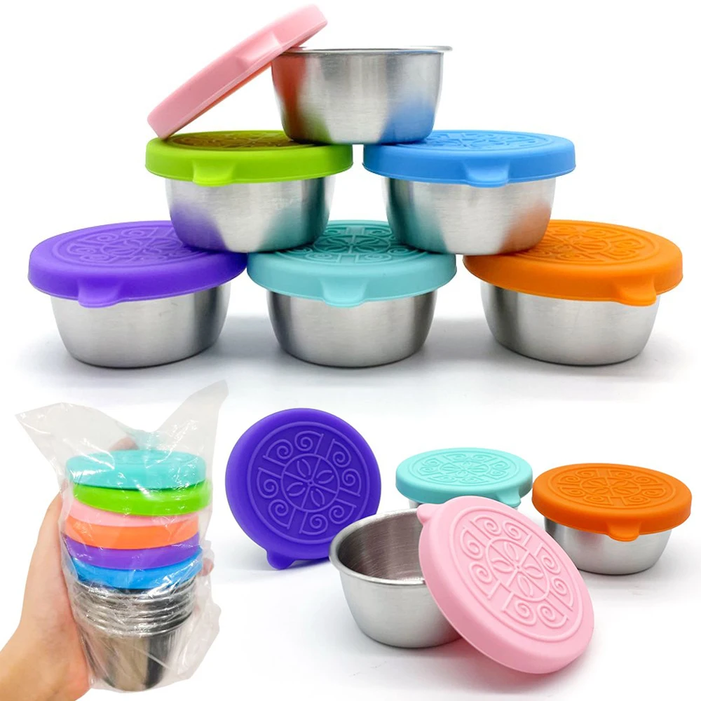 Small Condiment Containers With Lids Stainless Steel Dipping Container  1.7oz Leakproof Mini Snack Food Container For Working - AliExpress