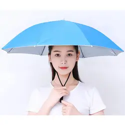 Windproof Portable Umbrella Hat for Outdoor Sunshade and Rain Protection (Blue)