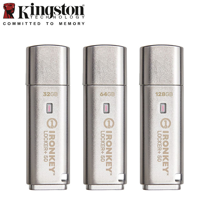 Original Kingston IronKey Locker+ 50 USB Flash Drive XTS-AES Encrypted for Data Protection Pen Drive 16GB 32GB 64GB 128GB U Disk
