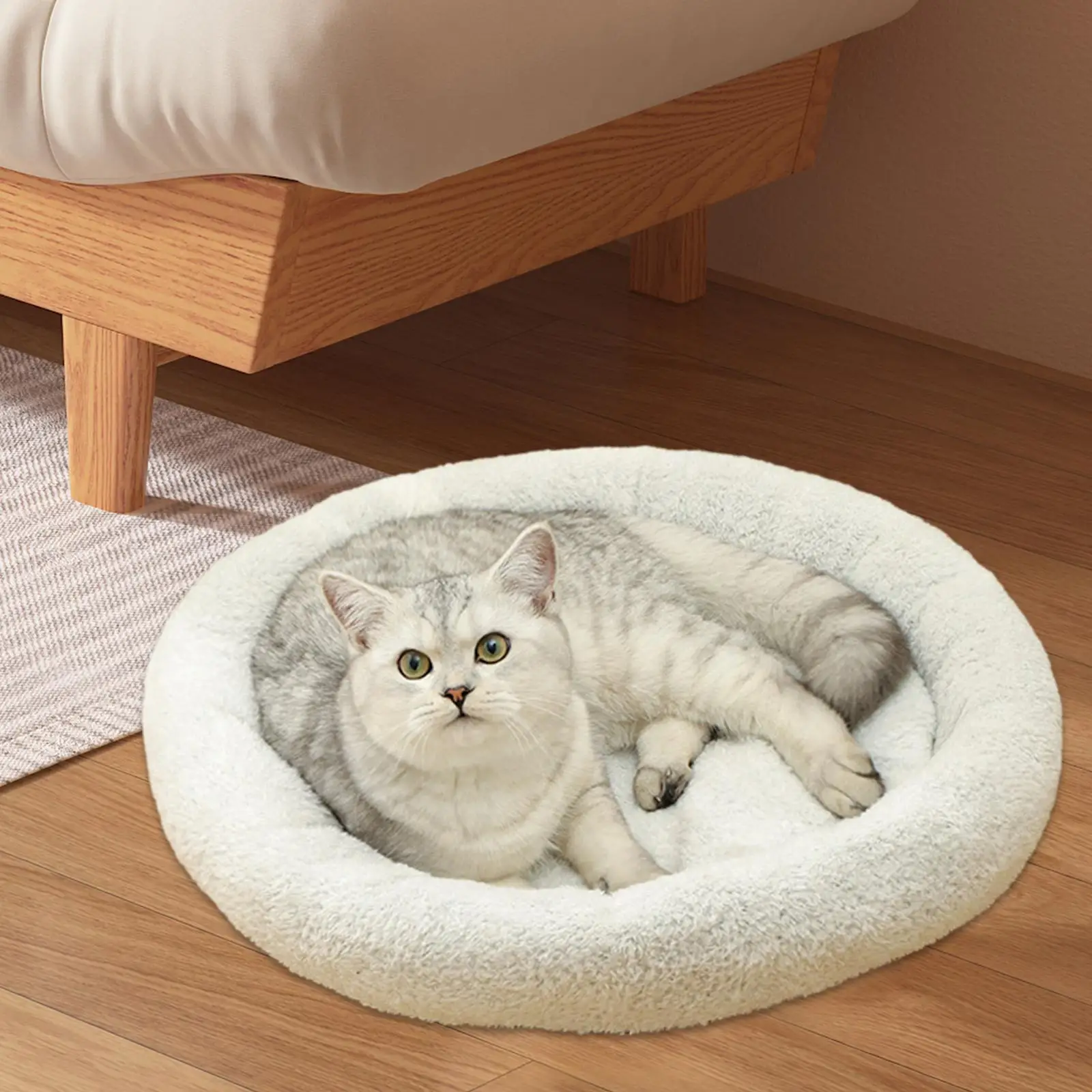 Luxurious Round Pet Bed for Furry Friends - Cozy Haven for Small