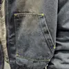 FEWQ Men's Padded Jackets New Fashion Denim Fleece Hooded Worn-out Zipper Patchwork Loose Winter Male Clothing Stylish 24F1011 4