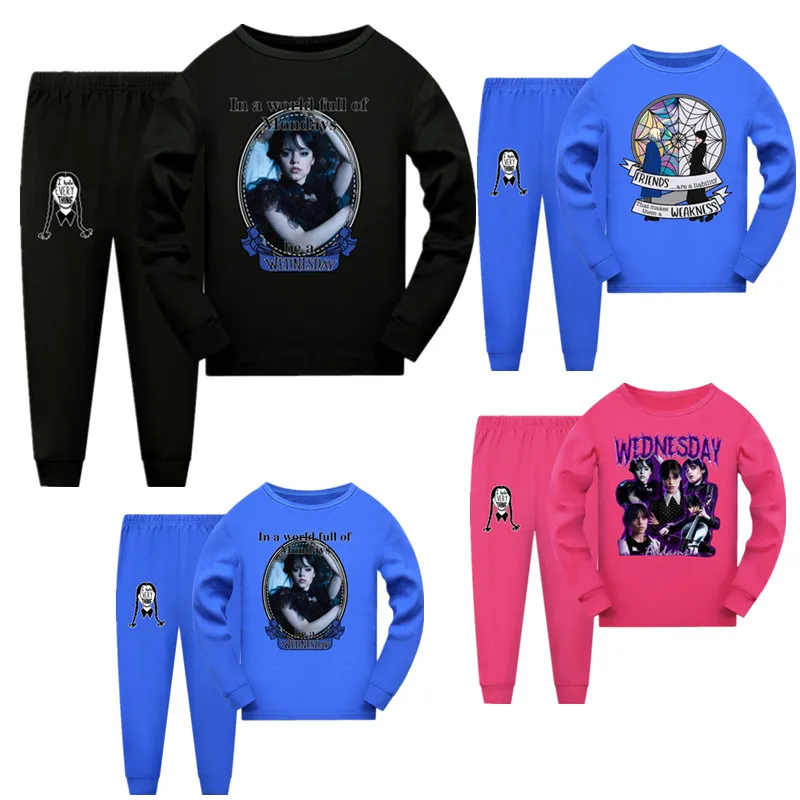 New Kids Pigiama Ragazzi Cartoon Wednesday Addams Sleepwear Kids Pijama Pigiama Girls Home Wear Bambini Christmas Nightwear
