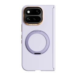 Elegant Skin Feel Case with 360° Rotating Magnetic Stand and Metal Lens Protection - Shockproof Design for Google Pixel 11 Pro Fold (PURPLE)