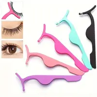 Stainless Steel Eyelash Extension Tools, Curved Eyelash Tweezer, False Eyelashes Applicator Tweezer, Lash Brush 1
