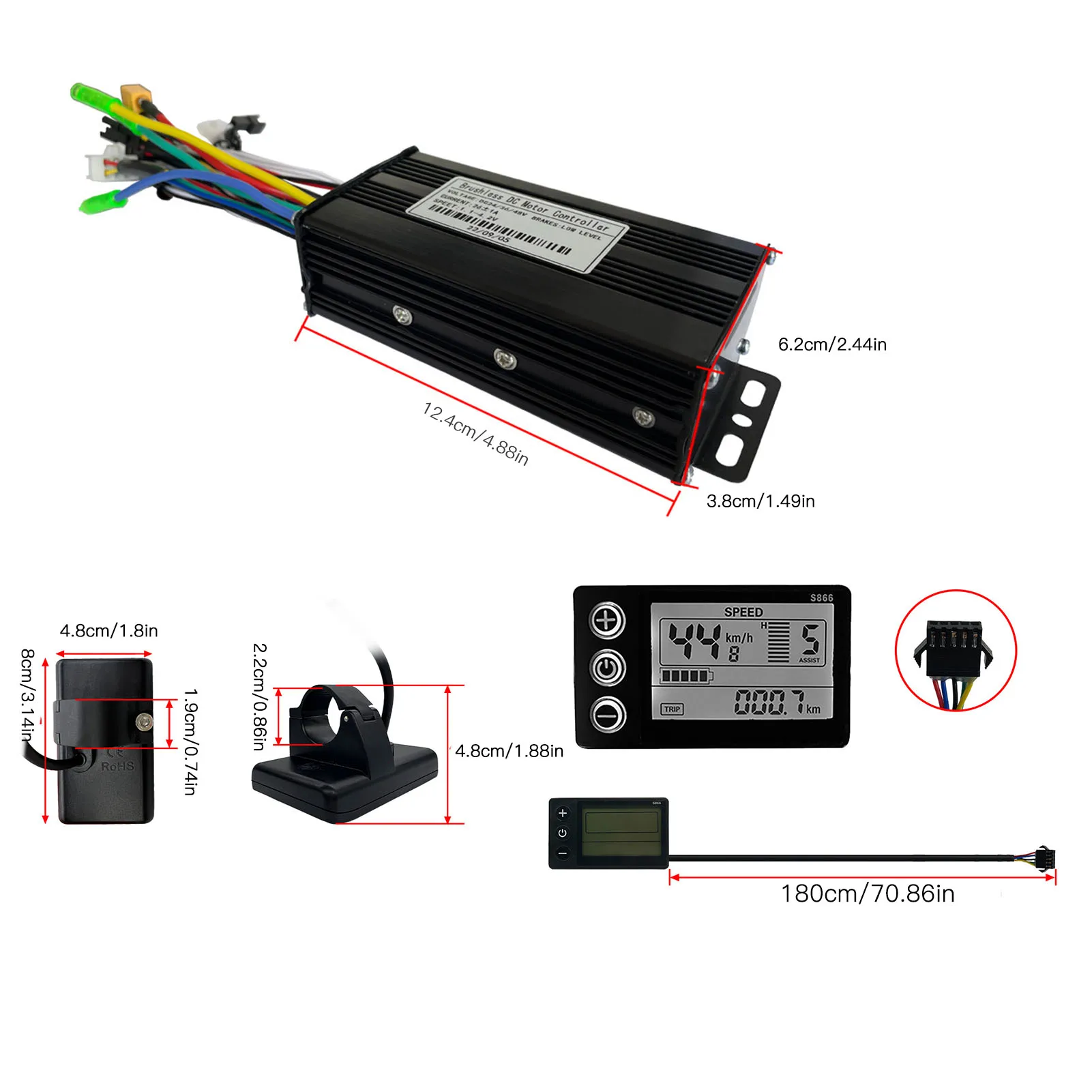 24V 36V 48V 500W 750W Electric Bike Motor Brushless Controller Kit with S866 Panel 26A 3 Mode Sine Wave Set for MTB Road Bike