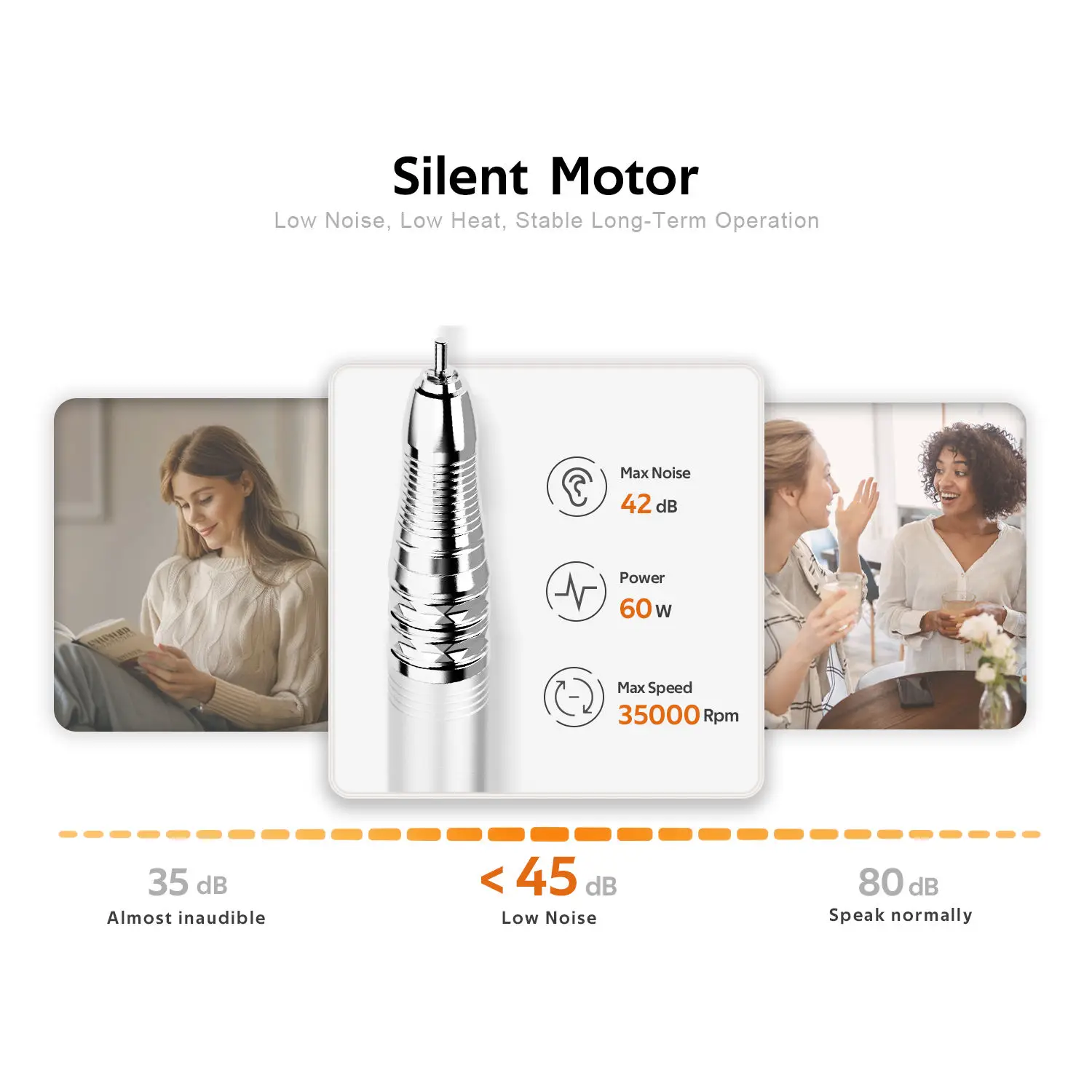 충전식 전동 네일 드릴 머신 브러시리스 6단 속도 60W 35000RPM 전문 네일 샌더 (매니큐어용)