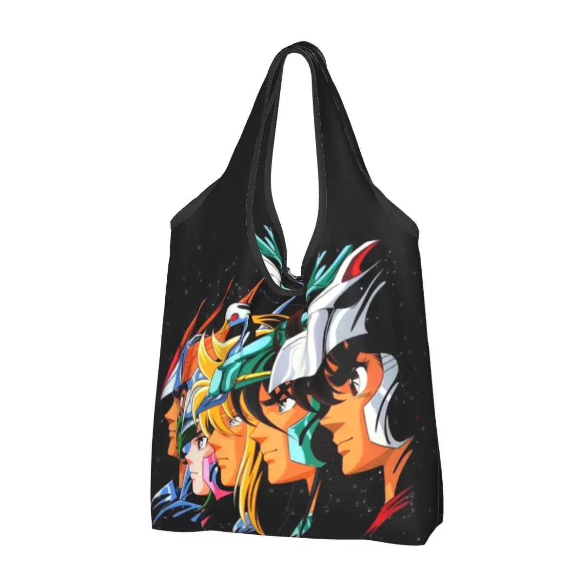 Knights Of The Zodiac Generi Alimentari Tote Shopping Bag Donna Custom Saint Seiya Manga Shoulder Shopper Bag Borse Di Grande Capacità