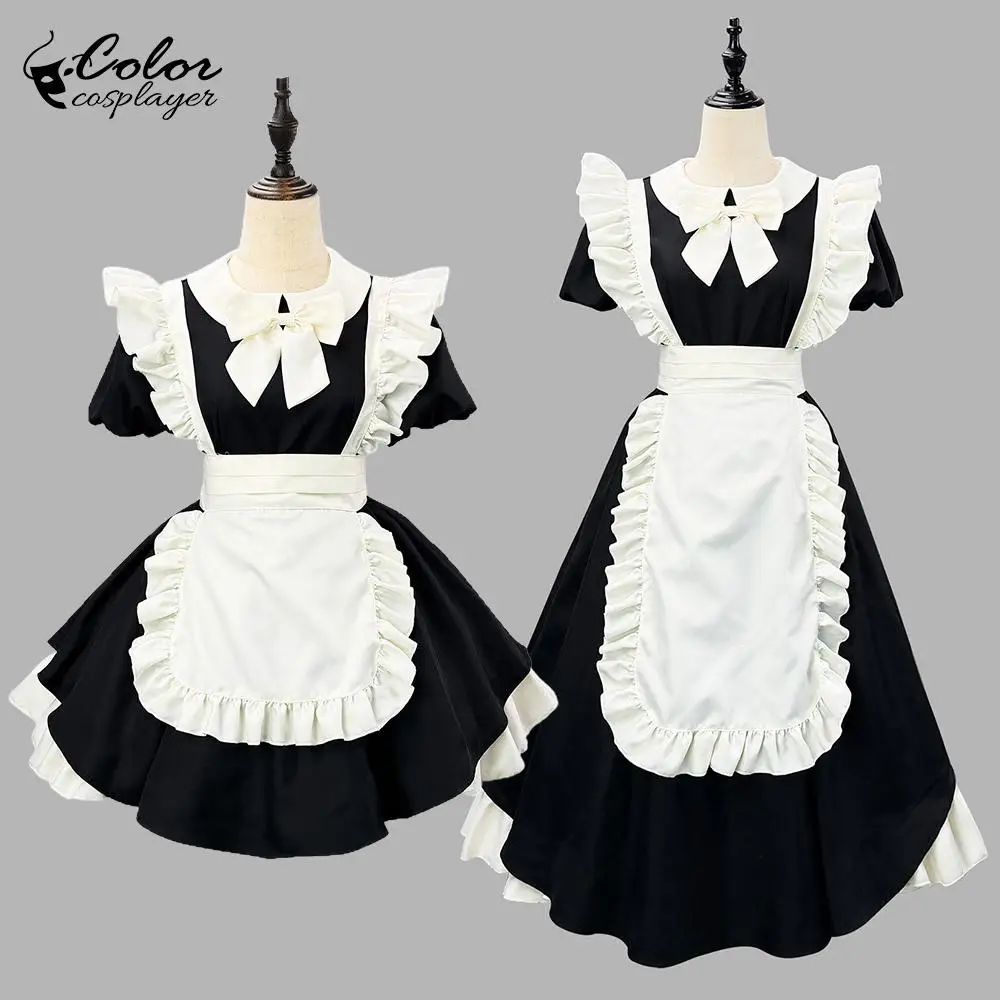 Bow Lolita Maid Cosplay Costume Carnival Dress Inverted Pleated Ear ...