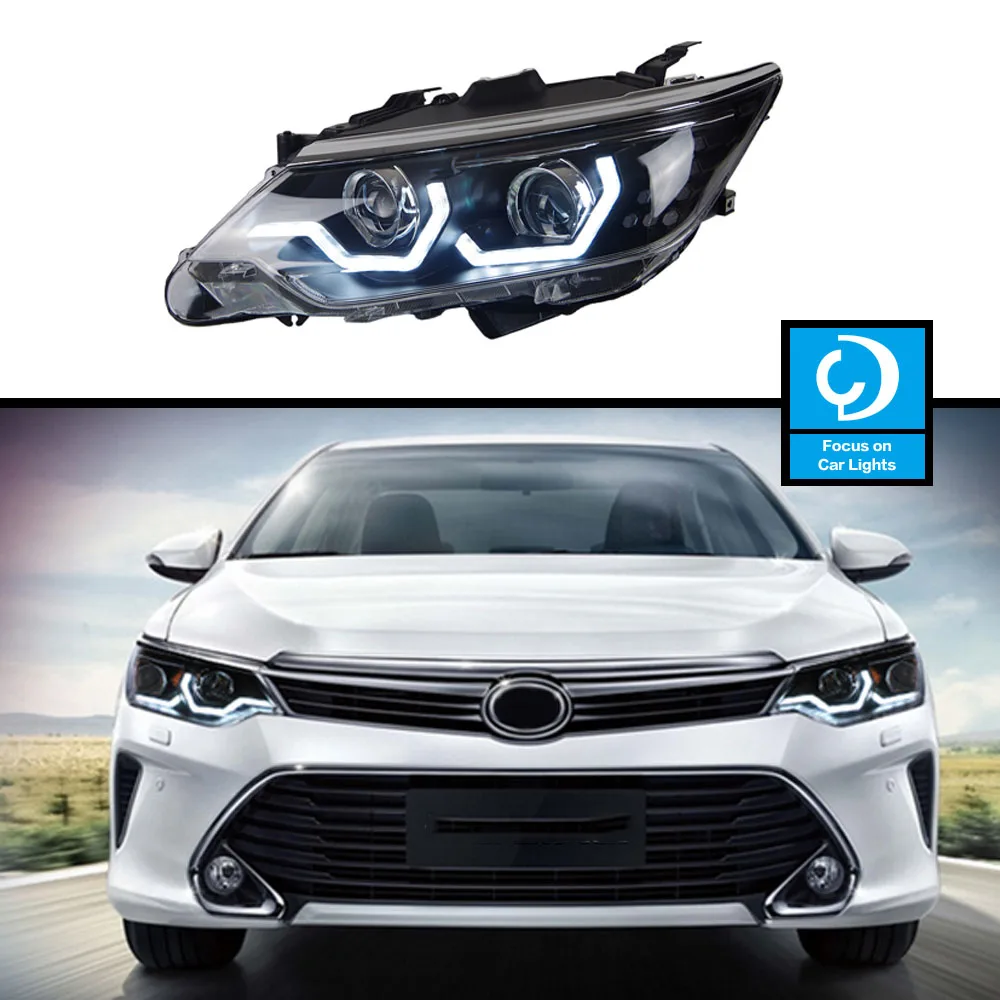 

Car Front Headlight For Toyota Camry car headlights changed to BMW LED shape dynamic turn signal lens auto parts assembly