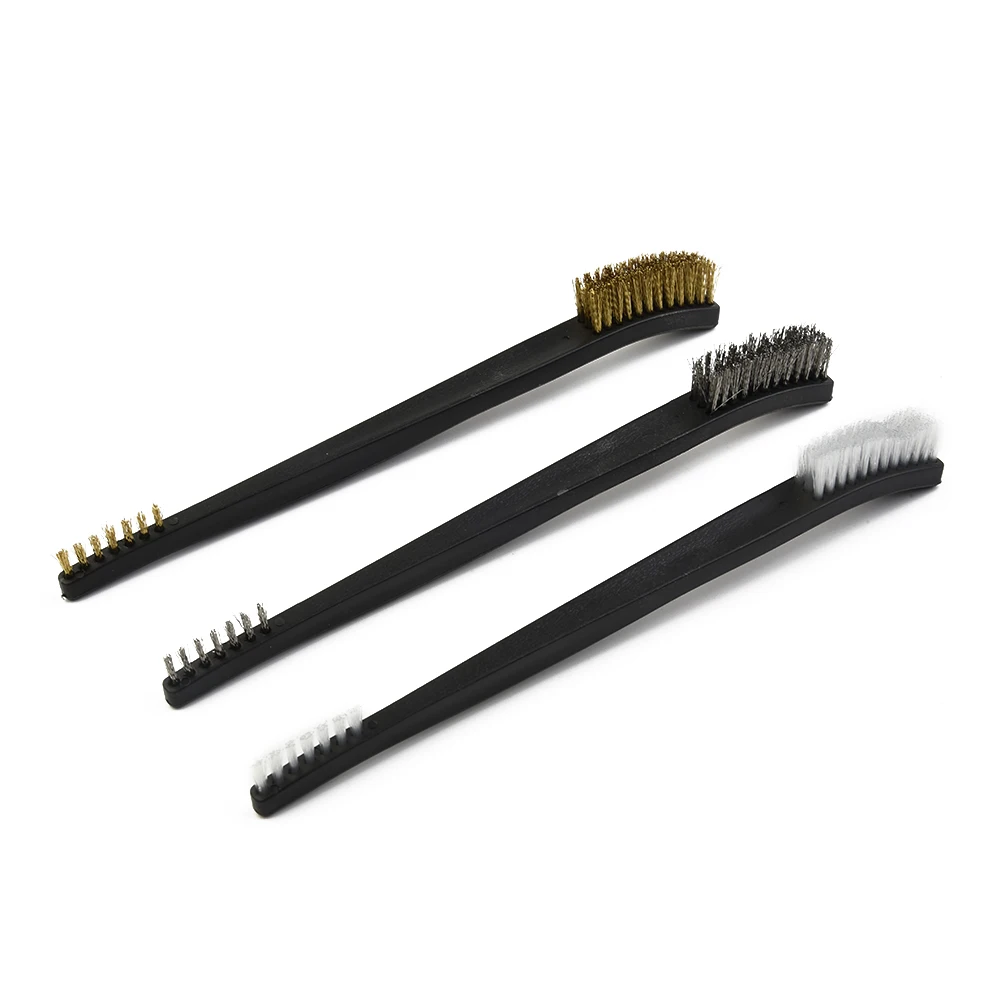 3Pcs Mini Wire Brush Set Steel Brass Nylon Cleaning Polishing Metal Rust Tools  For Polishing, Grinder, Fitter Machine Cleaning