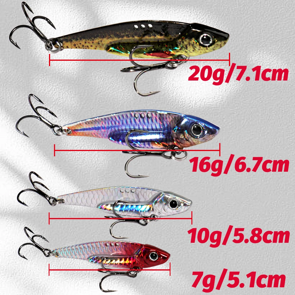 Metal Jig Bait 7g 10g 16g 20g VIB Spinner Spoon Sinking Blade Spinning  Treble Hook Steel Popper Pesca Pike Carp Sea Fishing Lure